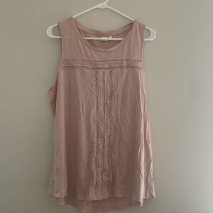 Gap Woven Trim Wispy Pink Sleeveless Blouse Size L